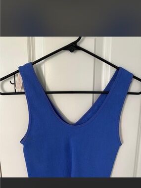 Together Indigo Reversible Ribbed V-Neck Tank